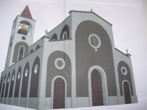 Immagine del progetto di nuova chiesa realizzato dall'ufficio tecnico comunale