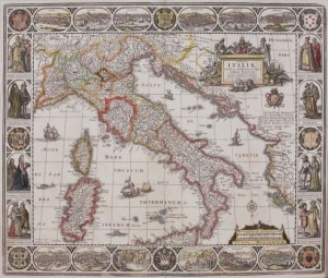 cartea geografica dell'Italia del 1600