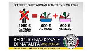 Fuori i clandestini, dentro i bambini italiani CasaPound lancia il Reddito Nazionale di Natalità