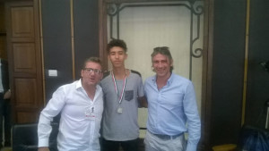 assessore allo Sport Giuseppe Frisenda con il campione italiano allievi Ayoub Idam ed il maestro Scipione Pacenza