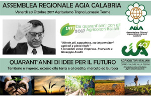 All'Assemblea regionale dell’Agia Calabria, si discuterà sull'imprenditoria agricola giovanile