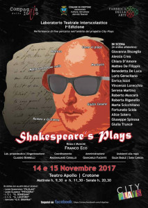 Crotone, il 14 e 15 novembre in scena gli alunni delle scuole cittadine con Shakespeare's Plays