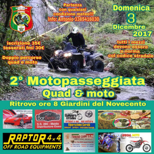 Lamezia Terme domenica 3 dicembre, seconda edizione Motopasseggiata Quad e Moto (1)