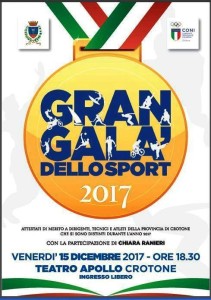 Il 15 dicembre il “Gran Galà dello Sport” nel Teatro Apollo di Crotone