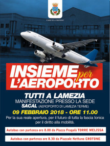 Aeroporto Crotone dal Comune di Melissa un pullman per la manifestazione del 9 febbraio a Lamezia
