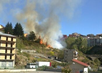 Divampa un incendio e le fiamme lambiscono le case