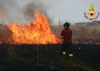 I primi incendi a Crotone, a fuoco sterpi nella zona industriale