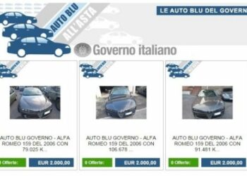 Auto blu del Governo all’asta, Alfa Romeo a 2 mila euro