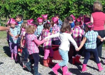 I bambini dell’Asilo vendemmiano nelle vigne di Ciro’ Marina