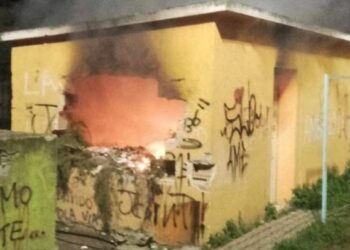 Incendio nella villa comunale di Rocca di Neto