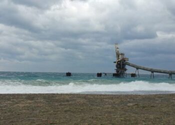La grande Boa gialla adiacente al Tubo di Cirò Marina, trasportata dal mare
