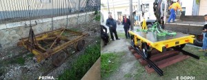 Carrello ferroviario storico esposto antistante la stazione ferroviaria di Soverato1