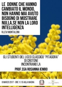 Donna oggi Incontro con la prof.ssa Rosanna Iembo al Liceo Pitagora di Crotone