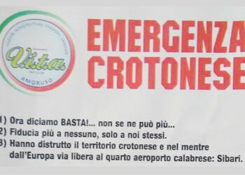 Emergenza Crotonese, Amoruso: domani 11 marzo raccolta firme a Crotone