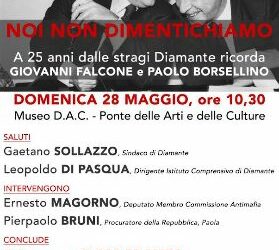 L’Amministrazione Comunale di Diamante ricorder le figure di Giovanni Falcone e Paolo Borsellino