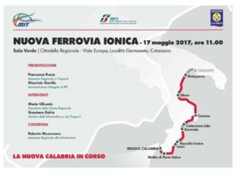 Nuova Ferrovia Ionica: domani la sottoscrizione dell’accordo in Regione