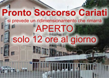 Il Pronto Soccorso di Cariati rimarrà Aperto 12 ore al giorno e non più 24