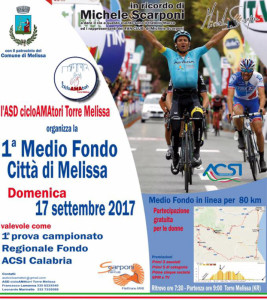 Manifestazione sportiva itinerante, denominata 1Medio Fondo Città di Melissa