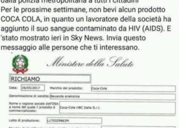 Bufala online “Per i prossimi giorni non bevi nessun prodotto della Coca Cola”
