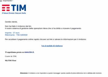 Truffe online, Falsi rimborsi TIM