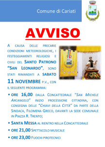 Cariati, San Leonardo festeggiamenti rimandati a causa delle precarie condizioni metereologiche