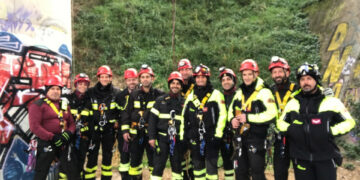 Addestramento Vigili del Fuoco del nucleo speleo alpino fluviale