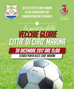Partita di Calcio delle Vecchie Glorie e Città di Cirò Marina in campo sabato 30 dicembre1