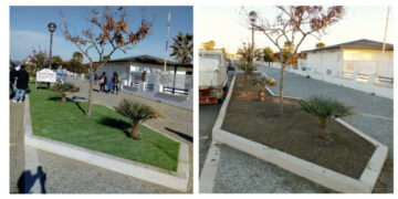 Città Pulita riqualifica un’altra aiuola sul lungomare sud, ora la Città ha un nuovo spazio verde