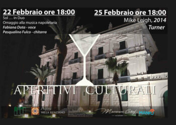 “Aperitivi Culturali”, venerdì 22 e lunedì 25 Febbraio con un doppio incontro tra musica e cinema d’arte nella Villa Rendano di Cosenza