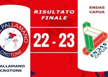 Pallamano Crotone vs Endas Capua: 22-23 (risultato pt 11-11)