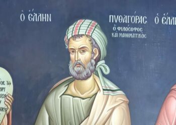 Soverato, una inedita immagine del filosofo Pitagora scoperta in una meteora monastica della Grecia