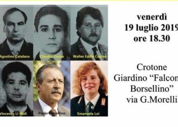 Venerdi 19 luglio, XXVII° Anniversario della strage di Via D’Amelio: Commemorazione delle vittime a Crotone