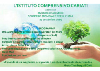 L’Istituto Comprensivo di Cariati oggi in piazza contro i cambiamenti climatici