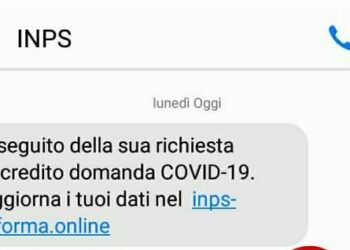 Coronavirus, Allerta della Polizia Postale: “falso sms” che invita all’aggiornamento della domanda di bonus dell’Inps da 600 euro