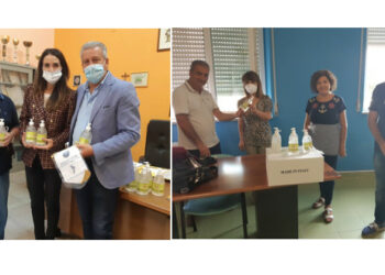 Il Kiwanis Club Apollo Aleo consegna alle scuole di Cirò Marina e Melissa disinfettante donato dal sig. Capalbo di Torretta