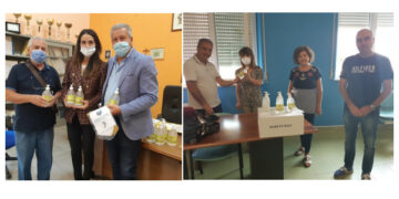 Il Kiwanis Club Apollo Aleo consegna alle scuole di Cirò Marina e Melissa disinfettante donato dal sig. Capalbo di Torretta