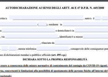 Modulo Autodichiarazione per gli spostamenti dal 24 dicembre al 6 gennaio