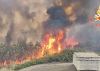 Vasto incendio macchia mediterranea e zona boscata in loc Brasimato tra i comuni di Crotone e Rocca di Neto