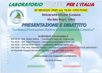 Crotone, presentazione della nuova formazione politica di orientamento cattolico “Libertà e Democrazia”