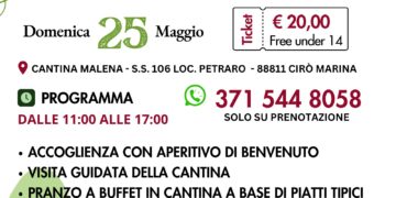 Cirò Marina, il 25 maggio da Cantina Malena torna ‘Cantine Aperte’