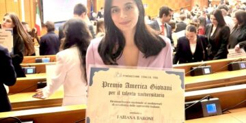 Fabiana Barone di Cirò Marina premiata alla Camera dei Deputati con il “Premio America Giovani” della Fondazione Italia USA