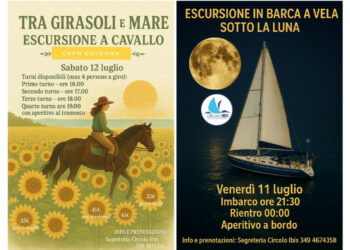 Crotone, un fine settimana tra mare e natura con il Circolo IBIS: vela sotto la luna e cavalli tra i girasoli