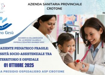 “Il paziente pediatrico fragile: complessità socio-assistenziale tra territorio e ospedale”: corso di formazione domani a Crotone