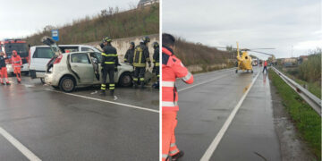 Brutto incidente sulla SS106 in zona Gabella: quattro feriti, uno in gravi condizioni trasferito in elisoccorso