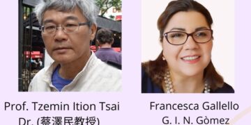 Italia e Cina unite dalla poesia: in Cina il nuovo libro di Francesca Gallello Gabriel Italo Nel Gómez con il prof. Tzemin Ition Tsai