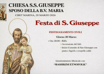 Cirò Marina, stasera accensione del fuoco alla Chiesa di San Giuseppe: tradizione, cummito e musica etnofolk